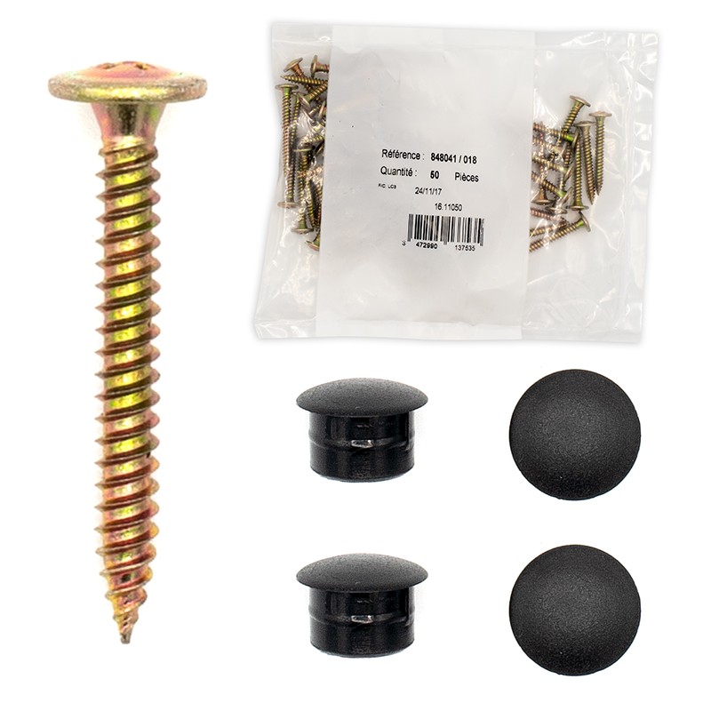 50 vis 4.8X40 mm support bois et 4 capuchons pour clin BAHYA®